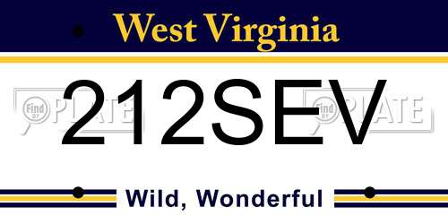 212SEV West Virginia License Plate