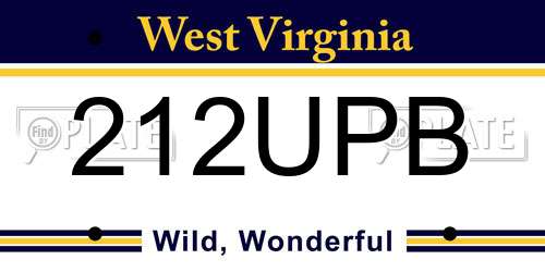 212UPB West Virginia License Plate
