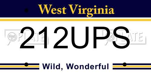 212UPS West Virginia License Plate