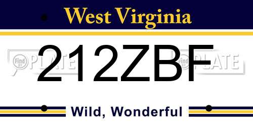 212ZBF West Virginia License Plate