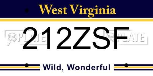 212ZSF West Virginia License Plate