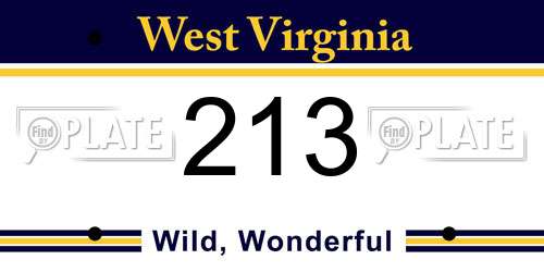 213 West Virginia License Plate