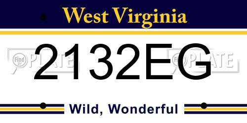 2132EG West Virginia License Plate