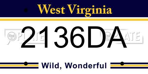 2136DA West Virginia License Plate