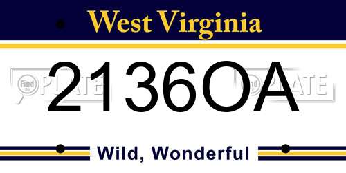 2136OA West Virginia License Plate