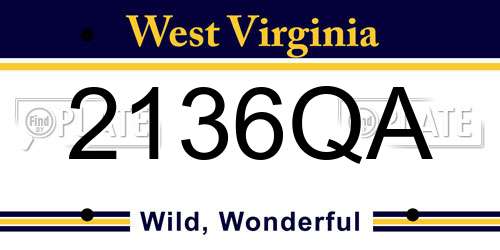 2136QA West Virginia License Plate