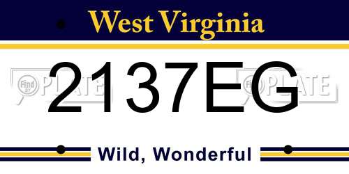 2137EG West Virginia License Plate