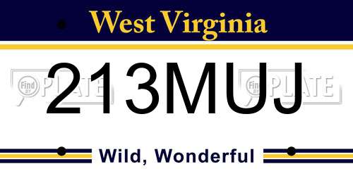 213MUJ West Virginia License Plate