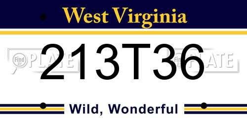 213T36 West Virginia License Plate