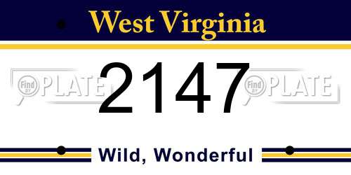 2147 West Virginia License Plate