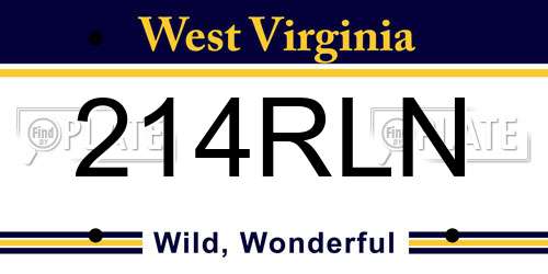 214RLN West Virginia License Plate