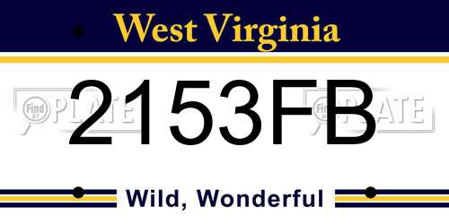 2153FB West Virginia License Plate