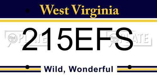 215EFS West Virginia License Plate