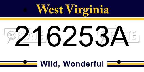216253A West Virginia License Plate