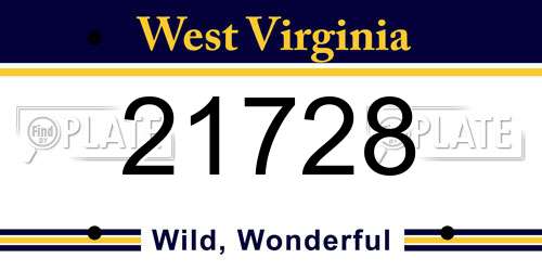 21728 West Virginia License Plate
