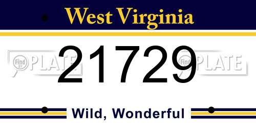 21729 West Virginia License Plate