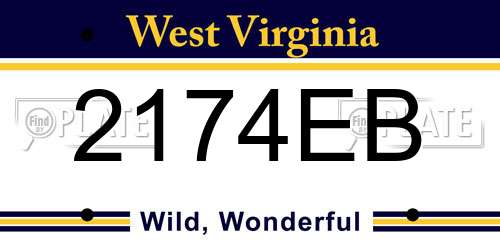 2174EB West Virginia License Plate