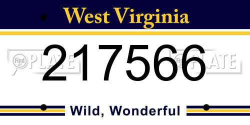 217566 West Virginia License Plate