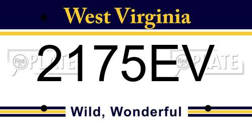 2175EV West Virginia License Plate