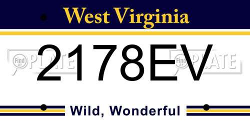 2178EV West Virginia License Plate