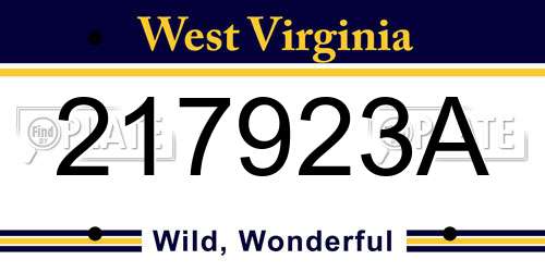 217923A West Virginia License Plate
