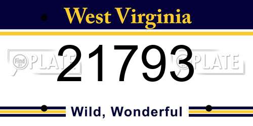 21793 West Virginia License Plate