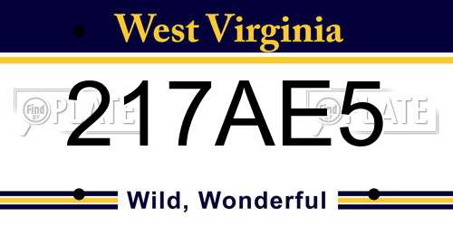 217AE5 West Virginia License Plate