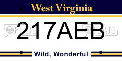 217AEB West Virginia License Plate