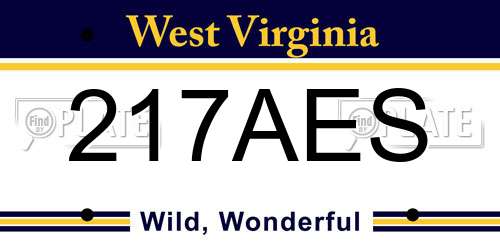 217AES West Virginia License Plate