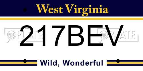 217BEV West Virginia License Plate