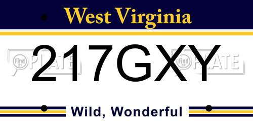 217GXY West Virginia License Plate
