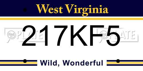 217KF5 West Virginia License Plate