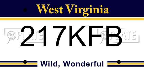 217KFB West Virginia License Plate