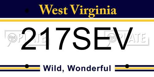 217SEV West Virginia License Plate
