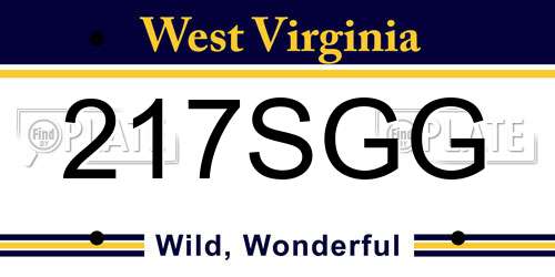 217SGG West Virginia License Plate