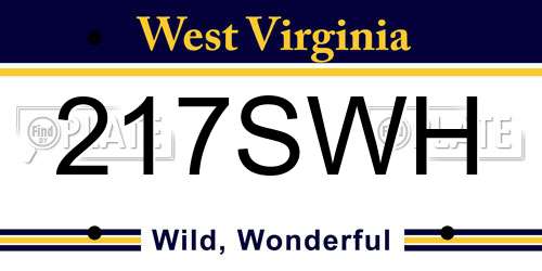 217SWH West Virginia License Plate
