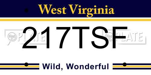 217TSF West Virginia License Plate