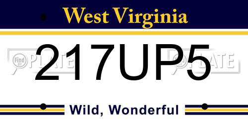 217UP5 West Virginia License Plate