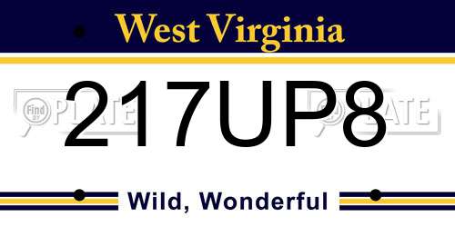 217UP8 West Virginia License Plate