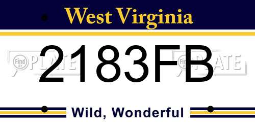 2183FB West Virginia License Plate