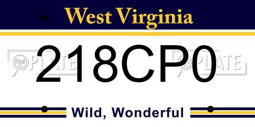 218CP0 West Virginia License Plate