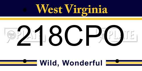 218CPO West Virginia License Plate