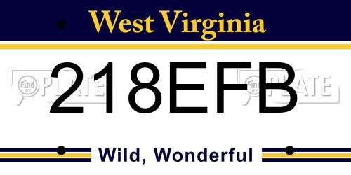 218EFB West Virginia License Plate