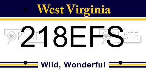 218EFS West Virginia License Plate