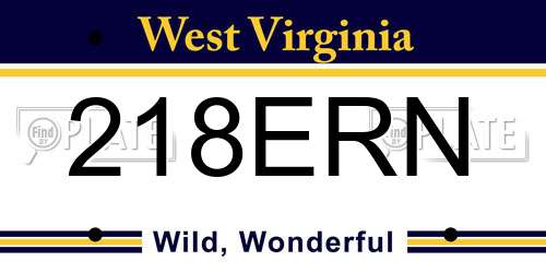 218ERN West Virginia License Plate