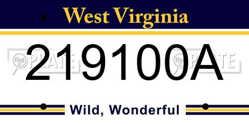 219100A West Virginia License Plate