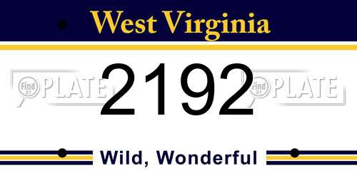 2192 West Virginia License Plate
