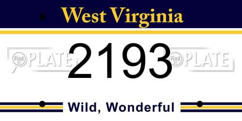 2193 West Virginia License Plate