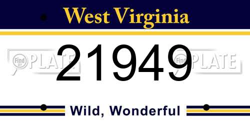 21949 West Virginia License Plate
