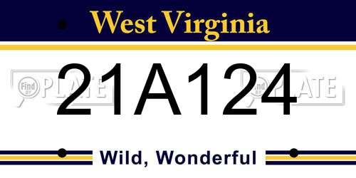 21A124 West Virginia License Plate